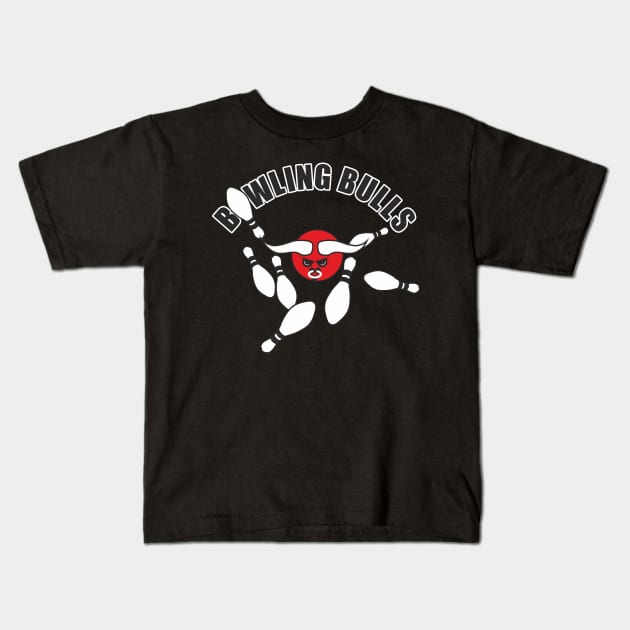 BOWLING BULLS (white) Kids T-Shirt by aceofspace